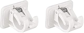 2Pcs Self-Adhesive Curtain Rod Bracket Drapery Hook Holders Fixing Rod Holder No Drill Curtain Rod Brackets Curtain Pole Wall Brackets Towel Rod for Home Bathroom and Hotel Use