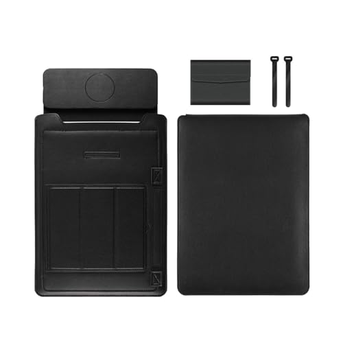 Estuche soporte de cuero para laptop con carga inalámbrica