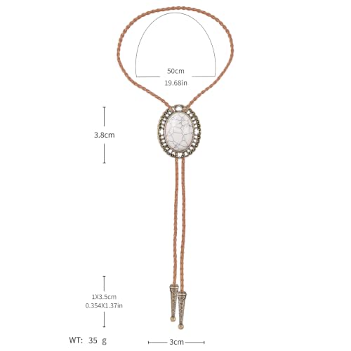Image of Jeilwiy Bolo Tie for Men Real Stone Westwern Cowboy Ties Silver Bolos Women Leather Necktie Gift for Birthday Christmas