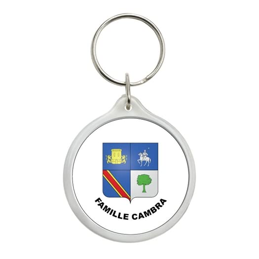 ROUND KEYCHAIN. - ARMONIAL FAMILY SHIELD CAMBRA ARMORIAL DES FAMILLES BASQUES - BASQUE COUNTRY