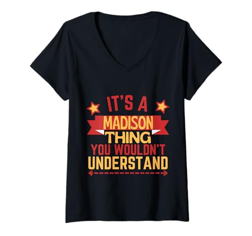 Mujer Regalo divertido con nombre Madison para Madison Camiseta Cuello V