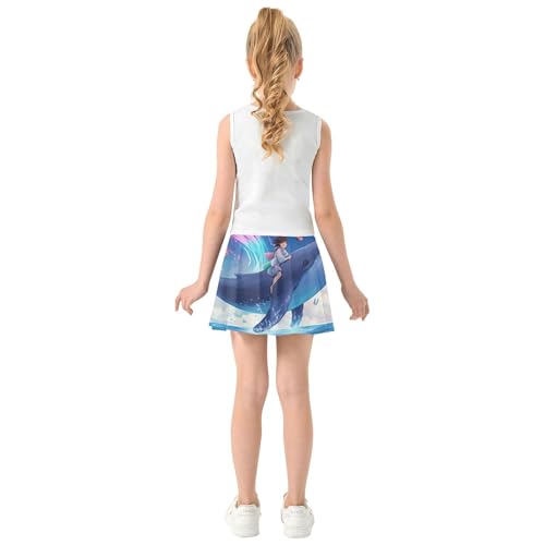 Joisal Girls' Shorts Athletic Skorts Kids Tennis Skirts Personalized School Skirt Magical Scene Blue Whale 3t4