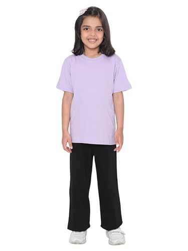 Image of Girl's Solid Regular Fit Half Sleeve 100% Pure Cotton T-Shirt