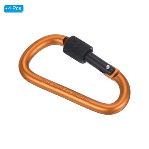 PATIKIL Locking Hook 3", 4 Pack Aluminum D Ring Shape Clip Screw Gate Lock Quick Link for Keychain Outdoor Camping Hiking Orange - Image 3