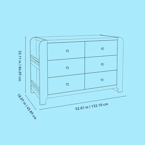 Image of Graco Read-with-Me 6 Drawer Dresser with Bookshelves - GREENGUARD Gold Certified Storage for Baby and Kids Room, Interlocking Drawer System (Hazelnut)