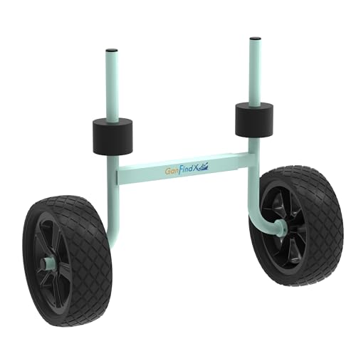 GanFindX Heavy Duty Kayak Cart | Adjustable Foldable Trolley with Durable Wheels, Portable Kayak Transport Cart, Tie-Down Straps Included (Light Green-Adjustable Width)