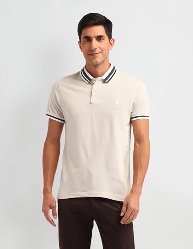 Image of U.S. Polo ASSN. Solid Slim Fit Polo T Shirts for Men - 100% Cotton, Half Sleeves Mens Tshirt