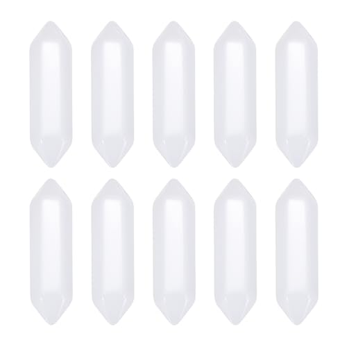 MECCANIXITY 10 Pack White Jade Quartz Crystals, Polished Crystals Bulk Hexagonal Shaped Meditation Gemstone for Jewelry Making Energy Balance Accessories Gifts