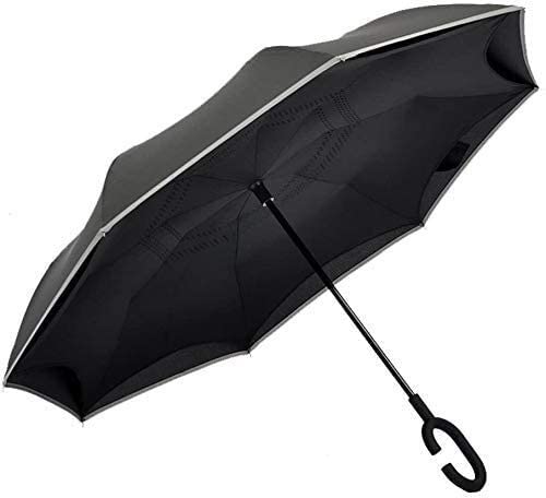 Parapluie inversé haut de gamme au motif exquis avec poignée en C