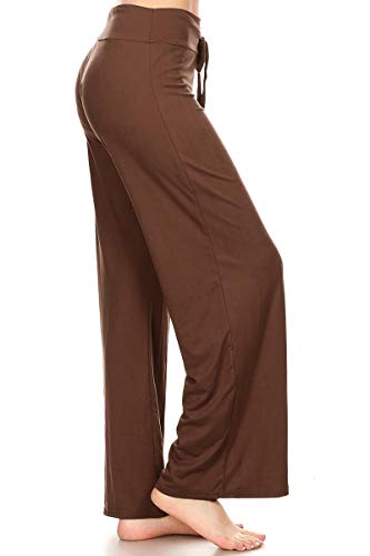 Image of Leggings Depot Women's Wide Leg Drawstring Pajama Pants for Lounge, Sleep | Soft, Breathable Poly-Span, Drawstring Waist, Comfy, Casual, Yoga, Everyday