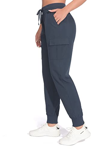 Calça cargo feminina leve para caminhada atlética para viagem ao ar livre para treino e corrida, Azu