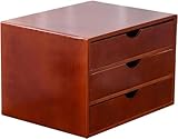 noxozoqm Pine Wood Desk Organizers With Drawer, Wooden Storage Box, A4 Flat File Cabinet, School Office Supplies Drawer Desk Accessories(Color:A,Size:3 layers)