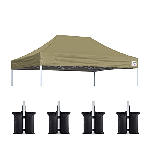 Image of Eurmax USA 8x12 Pop Up Canopy Replacement Top,Universal Instant Canopy Cover ONLY,Heavy Duty UPF 50+ UV Protection,Water & Wind Resistant Tarp,30+ Colors Available,Bonus 4 Sand Bags(Khaki)