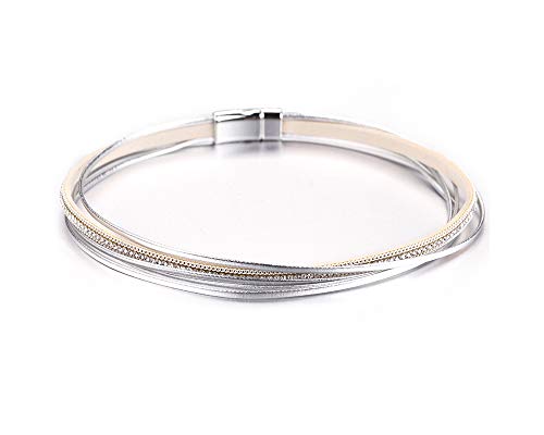 Fesciory Leather Wrap Bracelets for Women, Boho Leopard Multi-Layer Crystal Beads Cuff Bracelet Jewelry