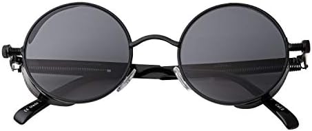 Ultra Steampunk Sunglasses Round Sunglasses with Side Shades for Men Women Cyber Goth Sun Glasses Adults Festival Sunglasses Steampunk Goggles UV400 Sun Protection Circle Glasses Steam Punk