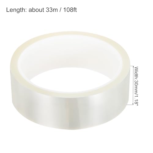 Image of uxcell Clear Heat Tape, 1 Roll 30mmx33m 108ft High Temperature Heat Resistant Tape for Sublimation,Heat Vinyl Press,Heat Transfer, Circuit Board, No Residue