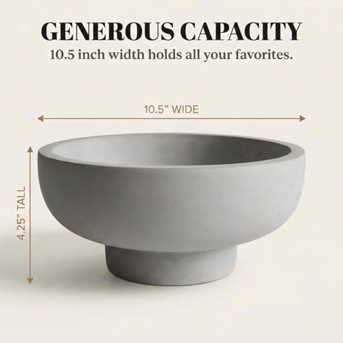 image for OAKOA Concrete Fruit Bowl for Kitchen Counter - Large Decorative Bowls