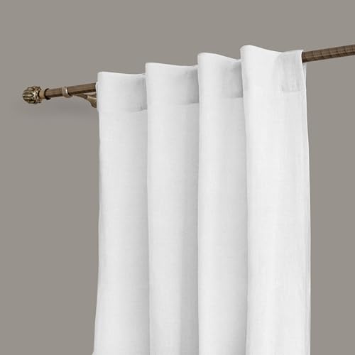 Image of LINENWALAS Cotton Curtains Set of 2, Canvas Long Door Curtains for Home Decor, Hangs Elegantly with Back Loops (4.5Ft X 9 Ft, White) - Solid, Sheer, Back Tab
