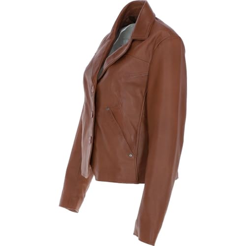 Women's Leather Blazer - Casual Slimfit 3 Button Lightweight Soft Genuine Lambskin Short Lenght Fashion Suit Jacket for Women3