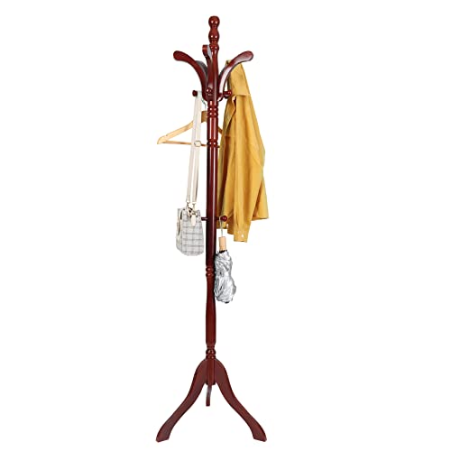 Perchero de pie de madera con altura regulable para ropa y bolsos en el recibidor 5