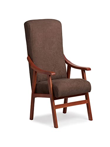 Abuelo a Gusto - Silla Brazos de Madera, Respaldo Recto, Ideal para Personas Mayores, Movilidad Reducida o Dolor Espalda. Usada en residencia y geriátricos. Tamaño: 57x69x116 cm. (Cerezo, Marrón)