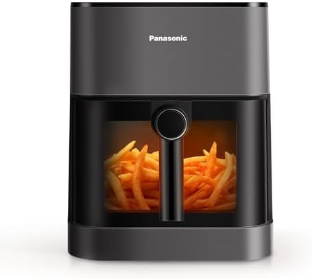 Panasonic NF-CC500SXE Air Fryer mit Sichtfenster, 5 l, 80–200 °C, ETM Award 2024, digitaler Timer & LCD-Display, sanfte Dampfzugabe, 11 Voreinstellungen, einfache Reinigung, Mattgr