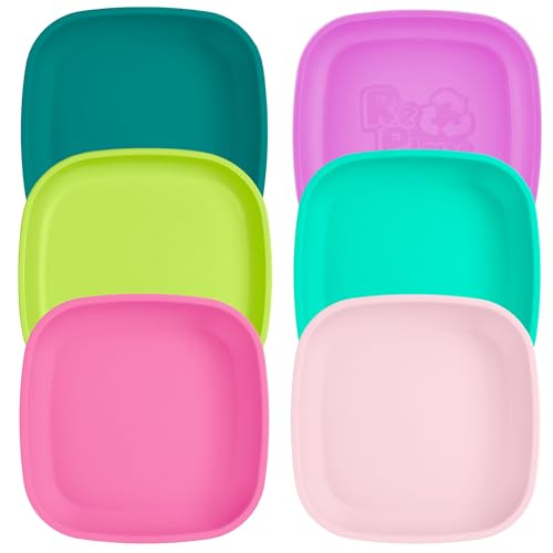 Image of Re-Play Toddler Plates - 22 Oz. Deep-Walled Flat Kids Plates - Dishwasher & Microwave Safe - Made in USA - Set of 6-7.37" x 7.37" x 1.25" - Fairytale