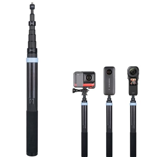 3m Carbon Fiber Extendable Floating Pole Selfie Stick Invisible Carbon Fiber Selfie Stick for Insta360 ONE X3 X2 ONE RS ONE R ONE X Accessories for GoPro Panoramic Camera Insta 360(Blue)