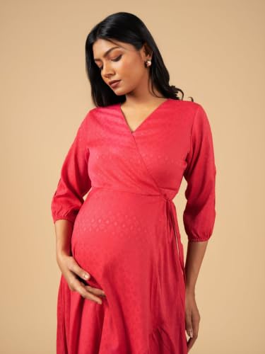 Image of The Mom Store Maternity and Nursing Wrap Dress for New Mom | Pre and Post Pregnancy Wear for Womens | Trendy Stylish Printed Friendly Dresses for Women | Comfortable