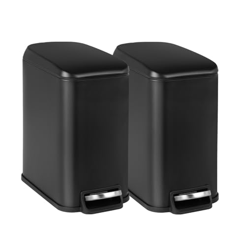 Caneca de Basura 1.3 galones Negra x2 con Pedal y Cubeta Interior