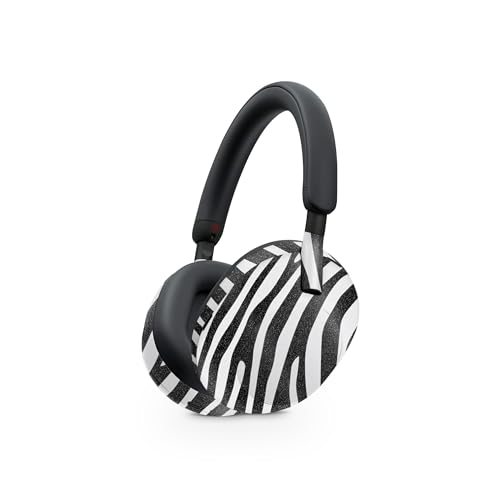 Image of MightySkins Glossy Glitter Skin Compatible with Sony WH-1000XM5 Headphones - Black Zebra | Protective, Durable High-Gloss Glitter Finish | Easy to Apply