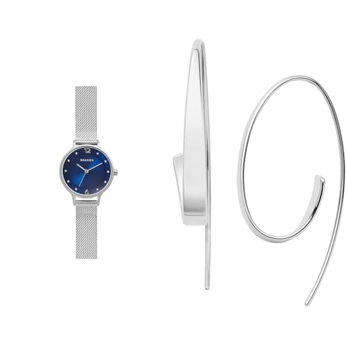 Skagen Mujer Anita Pequeño Plateado Acero Inoxidable Reloj y Kariana Pendientes, Set Skagen Mujer Anita Pequeño Plateado Acero Inoxidable Reloj y Kariana Pendientes, Set