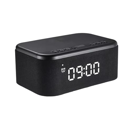 Bluetooth Alarm Clock Radio Bedroom, Digital Dual Alarm Clock Bedroom, Up to 10 Alarms Clock Night Light Speaker App/Button Control FM Charge Snooze Adjustable Volume Dim 12/24H, Black