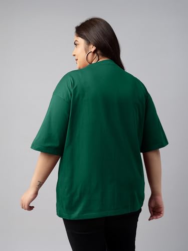 Image of JUNEBERRY 100% Pure Cotton Oversized Baggy Fit Cool Front Chest Graphic Printed Half Sleeve Plus Size T-Shirt for Women & Girls (Sizes: 2XL to 5XL)