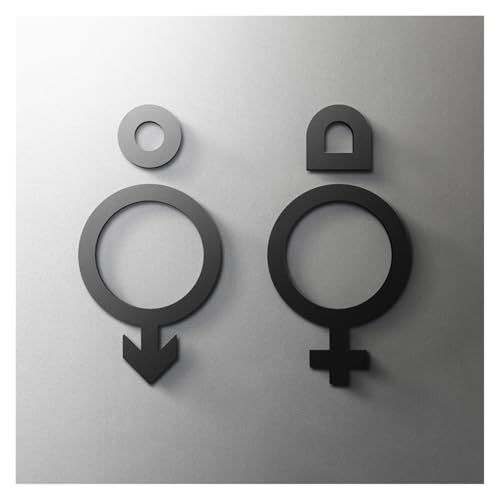 QWWQYDY Segnali per Toilette Targa for WC con Freccia in Rilievo 3D Galleggiante Opaco, Elegante Etichetta for Porta del Bagno, segnaletica for WC, Numero civico(18,Width 20cm)