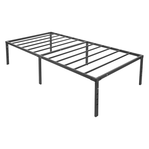 BZYFJB Marco de cama alta plegable, marco de cama de 18 pulgadas, color negro resistente, hierro metálico, con espacio de almacenamiento, fácil montaje, orificios para el cabecero, para dormitorio