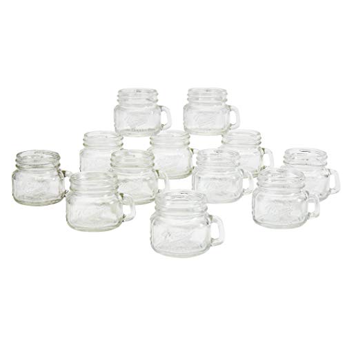 Mason Craft & More 6-Piece Glass Drinkware Vintage Mason Jar Shot Glasses with Handles Set for Tequila Whiskey Vodka Shots