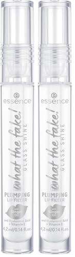 Image of Essence what the fake! GLASS SHINE PLUMPING LIP FILLER 01 Oh So Glassy!, lip plumper, transparent shine, fuller-looking lips, glassy finish, 4.2 ml (Pack of 2)