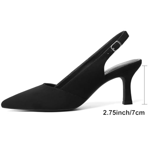 Image of Mostrin Kitten Heels for Women Slingback Pointed Closed Toe Heels Women's Pumps Shoes for Wedding, Party, Commuting