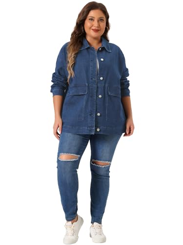 Agnes Orinda Plus Size Denim Jacket for Women Long Sleeve Vintage Jean Jackets with Pockets 2025 Western Outfit3