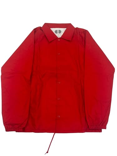 Cottonhood Coach Jacket, Lightweight Nylon Men's Windbreaker Jacket - Water-Resistant, Stylish Windbreaker for Men - S, Scarlet