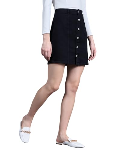 Image of Miss Chase Women's Straight High Rise Mini Denim Skirt
