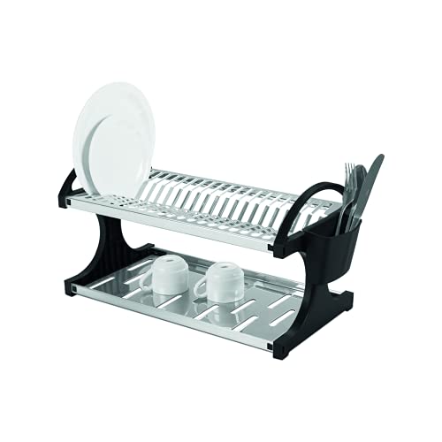 Escorredor 20 Pratos Suprema, 60,5 x 27,5 x 29 cm, Preto, Brinox