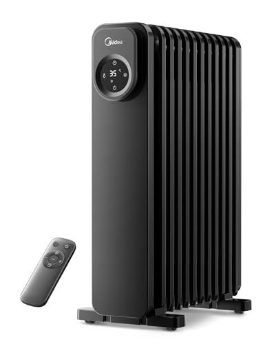 Midea Radiateur à Bain D'huile, 11 Ailettes Avec Télécommande Et écran Tactile LED-Chauffage Efficace, Protection Contre La Surchauffe, Minuterie 24h, Silencieux, Thermostat Réglage, 2300W, Noir