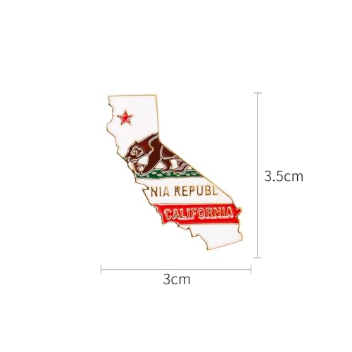 Image of State Shaped Map Lapel Metal Pin Enamel Brooch Keepsake Beautifully Designed for Backpack Hat