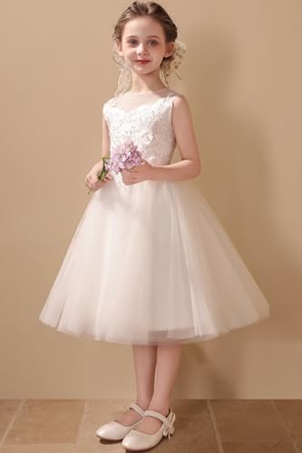 Flower Girl Dresses for Wedding Tulle 3D Flower Appliques First Communion Dresses for Girls3