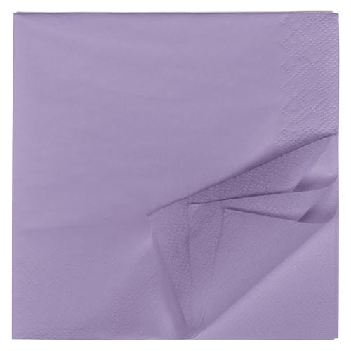 HEKU 100 einfarbige Servietten, 3-lagig, 33x33cm I Einheitliche Qualität für Veranstaltungen & Gastronomie I Praktische 5er-Packung I Hoch saugfähig und stilvoll, flieder