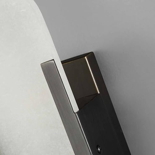 YMDHFS Natural Alabaster Wall Sconces Set of 2 Marble Wall Lamp Bathroom Vanity Light Fixtures Alabaster Sconce Lighting White Stone Wall Mount Lamp for Bedroom Living Room Hallway Stairs Kitchen