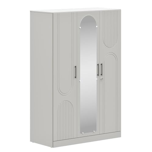 Image of Wakefit Wardrobe for Bedroom | 3 Yr Warranty | Cupboard for Bedroom, Almirah, Wooden Wardrobe, Multi-Shelves Storage with Drawer, Mirror & Hanger, Density:680-750 kg /m, Free Installation(Tyrian- LG)