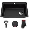 KRAUS Forteza™ 33” Dual Mount Single Bowl Granite Kitchen Sink in Black, KGD-54BLACK